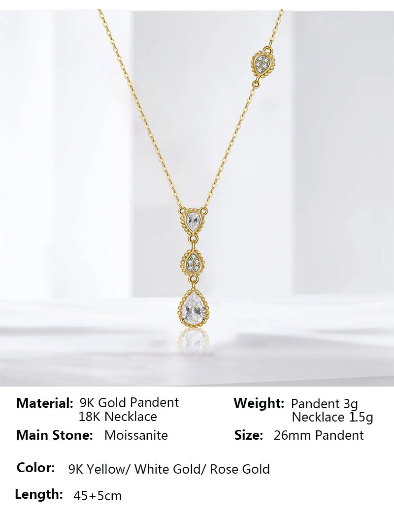 Votum Fashion Luxury 9K Real Gold Necklace Earring Ring Diamond Jewellery Moissanite Gra Certificate Women Handmade Accessories Customization Jewelry Set