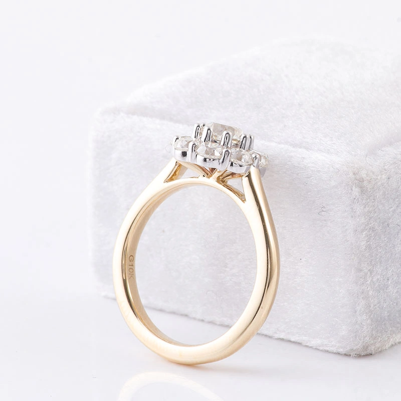 Fashion Flower Design 1.5 Carat CT Moissanite Ring 14K Gold White Gold Engagement Ring for Wedding