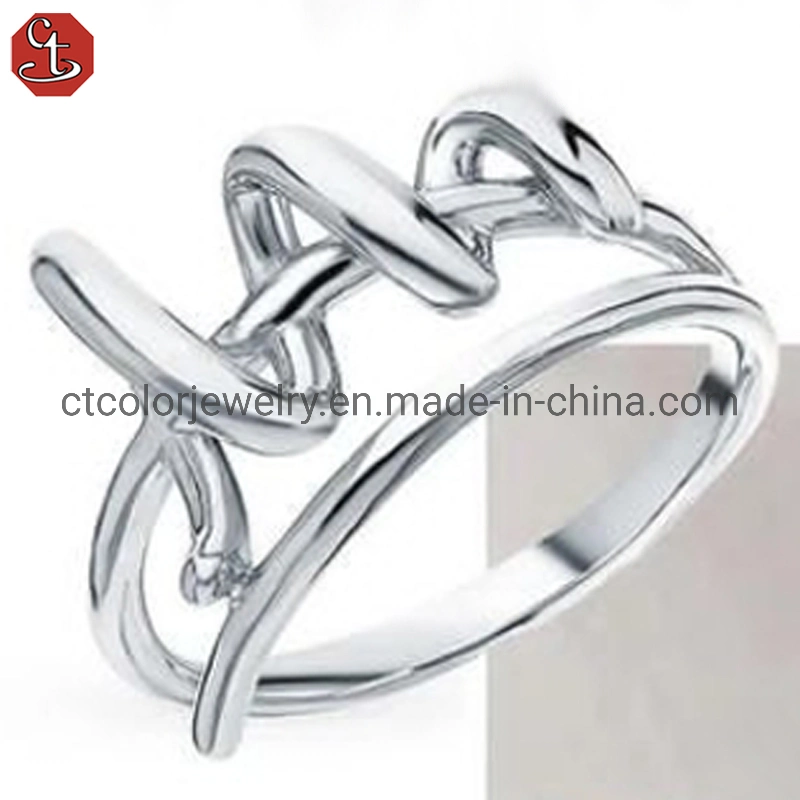 Custom Jewelry Design 925 Silver Personality Several Lines Adjustable Finger Ring
