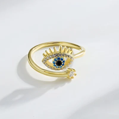 Anello in argento sterling S925 Apertura dell'anello del malocchio del demone della moda femminile