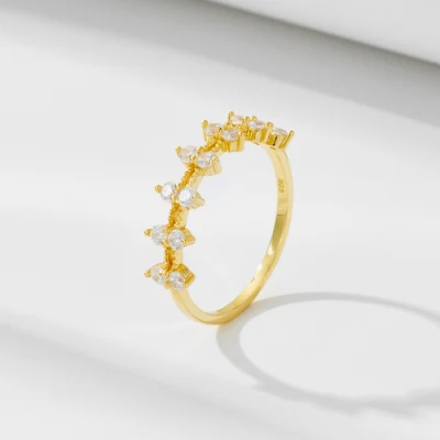 Anello eternità classico alla moda Anello regolabile Anelli con zirconi CZ di lusso placcati in oro per le donne