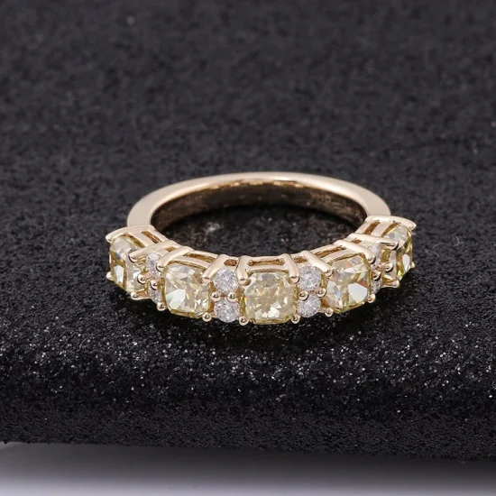 Anelli da donna con gioielli con diamanti Moissnaite, speciale fascia eternità in moissanite gialla con fidanzamento da 18 carati e fede nuziale