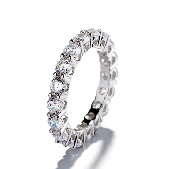 Gioielli per fede nuziale in argento 925, anello con diamante a taglio rotondo, anello eternità unico per ragazze