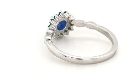 Anello con opale a forma di farfalla in argento 925 con opale blu animale per donna (RG88366)