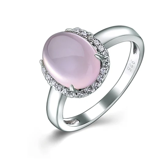 Bigiotteria da donna Semplice anello da dito in calcedonio rosa per regali