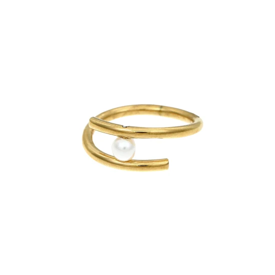Anelli di perle in oro 14 carati Produttore di anelli in acciaio inossidabile per gioielleria raffinata