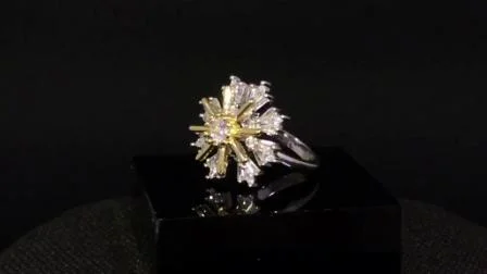 Fede nuziale di fidanzamento con diamante in oro a forma di fiore dal design alla moda